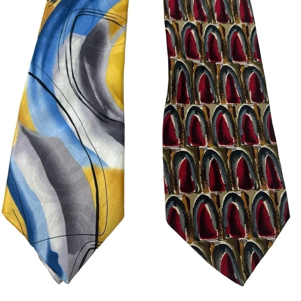 J.Garcia 2 Silk Neck Ties Arches Collection 55 Red Geometric Jerry Artist Mens